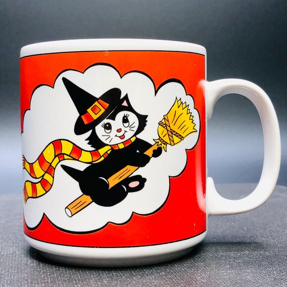 1987 Geo Z LEFTON Trick or Treat Anthropomorphic Black Kitty Cat Witch RARE - Picture 2 of 11